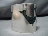 Wide And Heavy Vintage Navajo Turquoise Sterling Silver Native American Bracelet-Nativo Arts