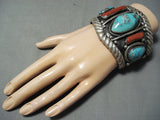 One Of Best Ever Heavy Mens Vintage Native American Navajo Turquoise Sterling Silver Bracelet-Nativo Arts