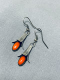 Fabulous Native American Navajo Coral Sterling Silver Squashblossom Earrings-Nativo Arts