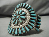 Important Vintage Native American Navajo Pilot Mountain Turquoise Sterling Silver Bracelet Cuff-Nativo Arts