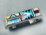 Native American Advanced Stone Work Vintage Navajo Contemporist Sterling Silver Bracelet-Nativo Arts