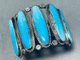 Museum Mind Blowing Vintage Native American Navajo Long Turquoise Sterling Silver Bracelet-Nativo Arts