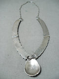 Spectacular Vintage Native American Navajo Kingman Turquoise Sterling Silver Necklace-Nativo Arts