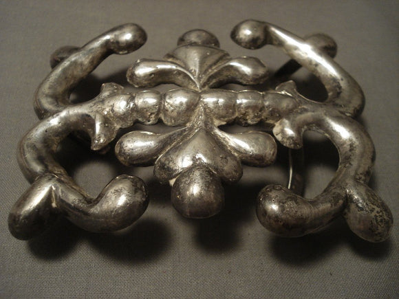200 Gram Heaviest Vintage Navajo Native American Jewelry Silver Buckle-Nativo Arts