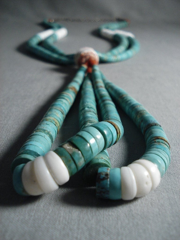 200 Gram Marvelous Vintage Navajo Native American Jewelry jewelry 'Graduating Royston Turquoise' Heishi Necklace-Nativo Arts