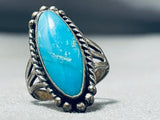 Spectacular Vintage Native American Navajo Kingman Turquoise Sterling Silver Ring-Nativo Arts