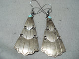 Exquisite Vintage Native American Navajo Sleeping Beauty Turquoise Sterling Silver Earrings Old-Nativo Arts