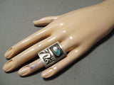 Important Vintage Native American Hopi Bob Sekakuku Turquoise Sterling Silver Ring Old-Nativo Arts