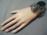 Massive Insect Vintage Native American Navajo Turquoise Sterling Silver Malachite Bracelet-Nativo Arts