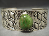 Museum Vintage Native American Navajo Repoussed Sterling Silver Royston Turquoise Bracelet-Nativo Arts