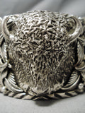 One Of Biggest Best Heavy Native American Navajo Buffalo Turquoise Sterling Silver Bracelet-Nativo Arts