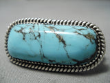 Huge Vintage Native American Navajo 2 Finger Blue Diamond Turquoise Sterling Silver Ring-Nativo Arts