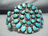Museum Vintage Native American Navajo Morenci Turquoise Cluster Sterling Silver Bracelet-Nativo Arts