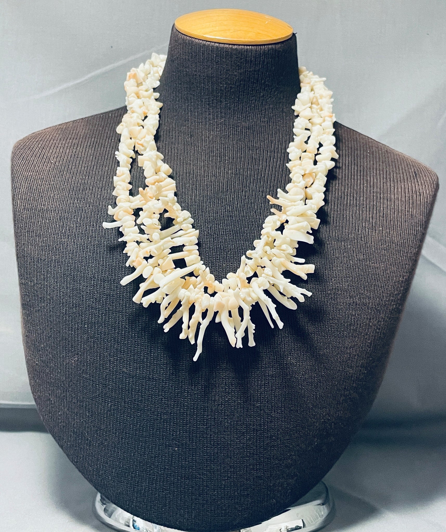 Native American Coral Triple Strand Necklace (item #1365993)