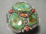 Native American One Of The Most Chunky Damale Turquoise Sterling Silver Coiled Bracelet-Nativo Arts