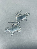 Wonderful Native American Navajo Sterling Silver Sheep Earrings Signed-Nativo Arts
