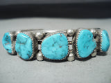 Distinctive Vintage Native American Navajo Old Kingman Turquoise Sterling Silver Bracelet-Nativo Arts