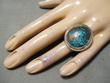 Colossal Vintage Native American Navajo Spiderweb Turquoise Sterling Silver Ring Old-Nativo Arts