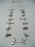 Dazzling Heavy Vintage Zuni Native American Sterling Silver Fetish Necklace Old-Nativo Arts