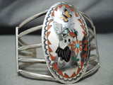 Quam Vintage Zuni Coral Sterling Silver Bracelet Native American Old-Nativo Arts