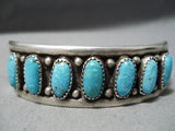 Amazing Vintage Navajo 7 Turquoise Sterling Silver Bracelet Native American-Nativo Arts