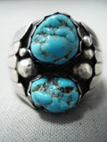 Marvelous Vintage Navajo Turquoise Sterling Silver Ring Native American Old-Nativo Arts