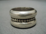 Heavy Hand Tooled Thick Vintage Native American Navajo Sterling Silver Ring-Nativo Arts
