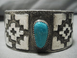 Super Heavy!! Native American Turquoise Sterling Silver Bracelet Cuff-Nativo Arts