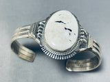 Native American Amazing Southwestern Sterling Silver White Buffalo Turquoise Bracelet-Nativo Arts