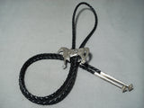 Signed Native American Navajo Sterling Silver Horse Bolo Tie-Nativo Arts