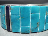 Large Wrist Vintage Native American Navajo Turquoise Inlay Sterling Silver Bracelet-Nativo Arts