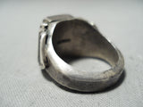 Incredible Vintage Native American Navajo Signed Royston Turquoise Square Sterling Silver Ring-Nativo Arts
