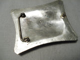Huge Heavy 100 Gram Vintage Native American Navajo Turquoise Sterling Silver Buckle Old-Nativo Arts