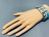 Unique Vintage Native American Zuni Blue Gem Turquoise Sterling Silver Bracelet Signed-Nativo Arts