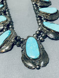 One Of The Best Signed Vintage Native American Navajo Turquoise Sterling Silver Necklace-Nativo Arts