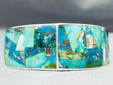 Native American Rare Aqua Turquoise Southwestern Thick Sterling Silver Bracelet Cuff-Nativo Arts