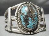Omg!! Vintage Native American Navajo Huge Smokey Bisbee Turquoise Sterling Silver Bracelet-Nativo Arts