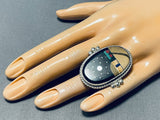 Important Top 5 Native American Navajo Inlay Artists Native American Navajo Turquoise Sterling Silver Ring-Nativo Arts