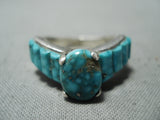 Incredible Vintage Native American Navajo Kingman Turquoise Sterling Silver Ring-Nativo Arts