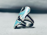 Amazing Vintage Native American Navajo Turquoise Sterling Silver Waterbird Ring-Nativo Arts