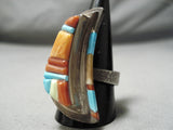 Museum Vintage Native American Navajo Dave Tune Turquoise Coral Sterling Silver Ring-Nativo Arts