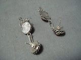 Al Lementino Fantastic Zuni Coral Sterling Silver Earrings Native American-Nativo Arts