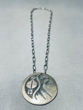 Native American Incredible Vintage Hopi Kachina Sterling Silver Hand Carved Necklace-Nativo Arts
