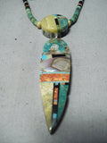 Native American Colorful Santo Domingo Inlay Turquoise Coral Jet Sterling Silver Necklace-Nativo Arts