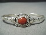 Ange Miller Beautiful Navajo Coral Sterling Silver Bracelet Native American-Nativo Arts