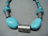 Exceptional Native American Navajo Turquoise Tubule Sterling Silver Necklace-Nativo Arts
