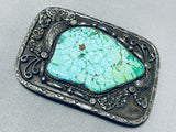 One Of The Most Incredible Vintage Native American Navajo Turquoise Sterling Silver Buckle-Nativo Arts
