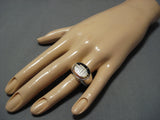 Native American Extremely Detailed Vintage Navaj Turquoise Pueblo Inlay Sterling Silver Ring Old-Nativo Arts