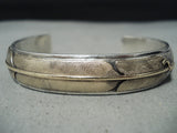 Heavy Vintage Native American Navajo Gold Sterling Silver Long Feather Bracelet-Nativo Arts