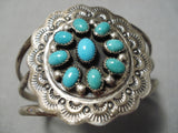 Stunning Vintage Native American Navajo Satellite Turquoise Sterling Silver Concho Bracelet-Nativo Arts
